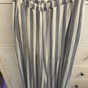 Sage Striped Wide Leg Pants - Blue and White